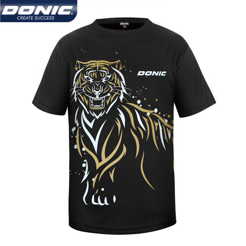 Table Tennis Jersey - Donic เสื้อยืดกีฬาสำหรับผู้หญิงลายกีฬาปิงปองผู้ชาย, เสื้อยืดเสือระบายอากาศได้ดีเสื้อปิงปองแขนสั้นคอกลม