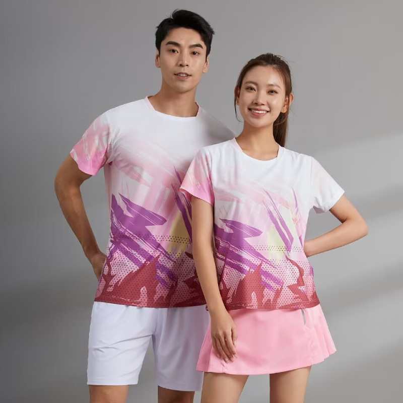 Table Tennis Jersey Design - เสื้อกีฬาแขนสั้นสำหรับผู้ชายและผู้หญิงเสื้อลายกีฬาปิงปองพิมพ์ลาย3D เสื้อผ้าแบดมินตันเสื้อปิงปองคู่2024ดีไซน์ฤดูร้อน