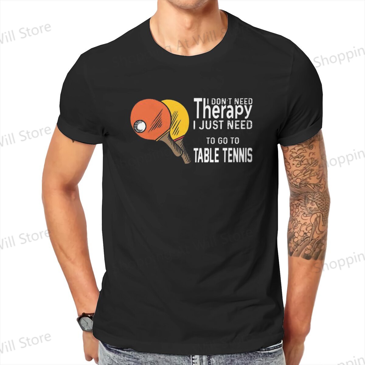 เสื้อลายกีฬาปิงปองผ้าฝ้ายบำบัด - Table Tennis Jersey บทวิจารณ์และราคา